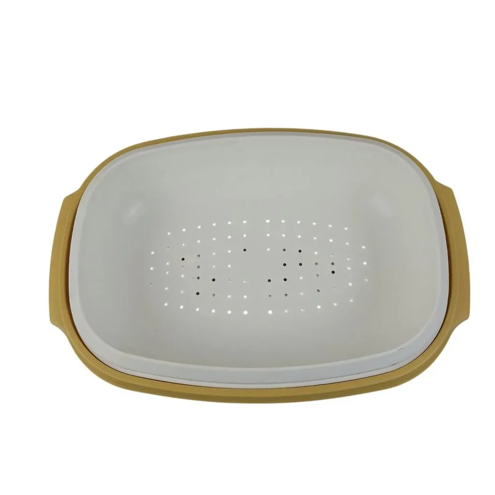 Tupperware Vegetable Fish Steamer Harvest Gold Container 1273-2 3pc